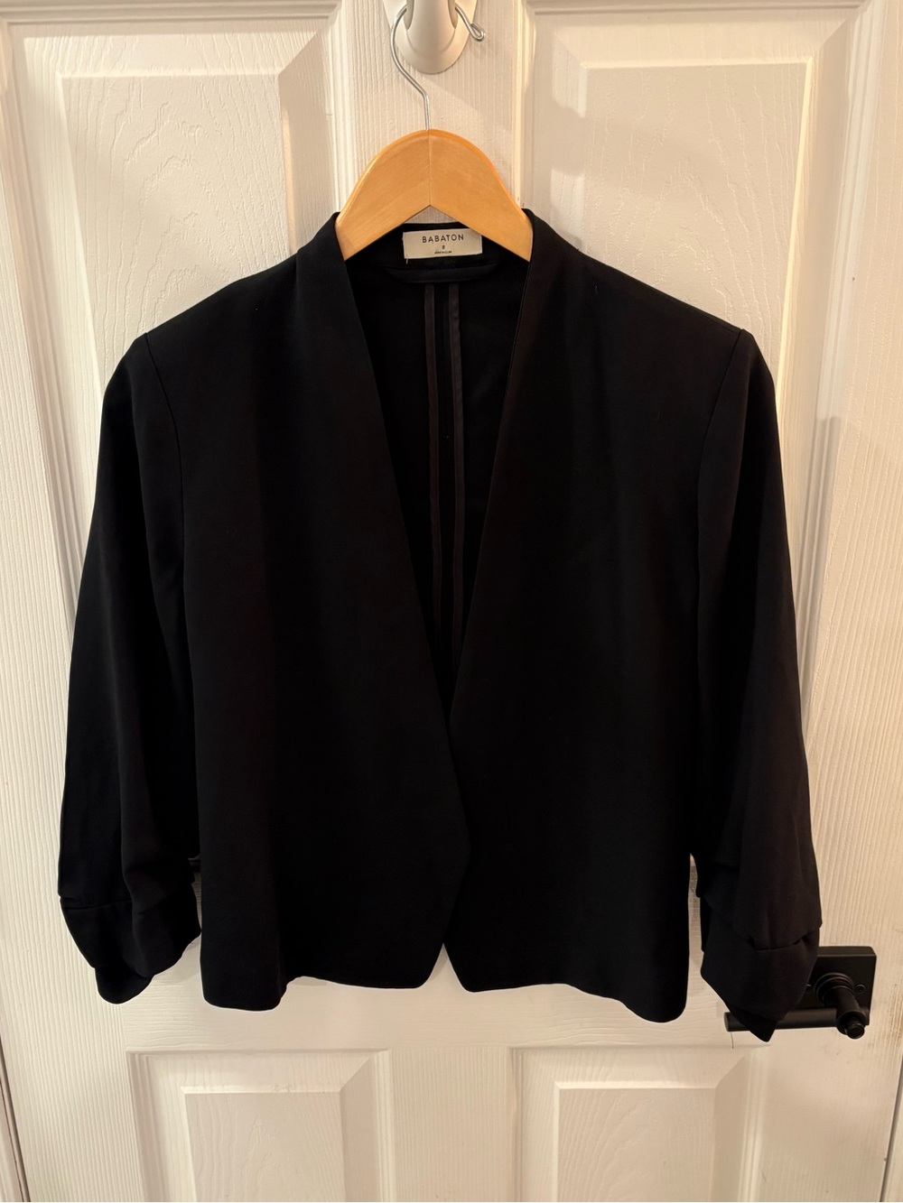 Babaton Black Open-Front Cropped Blazer